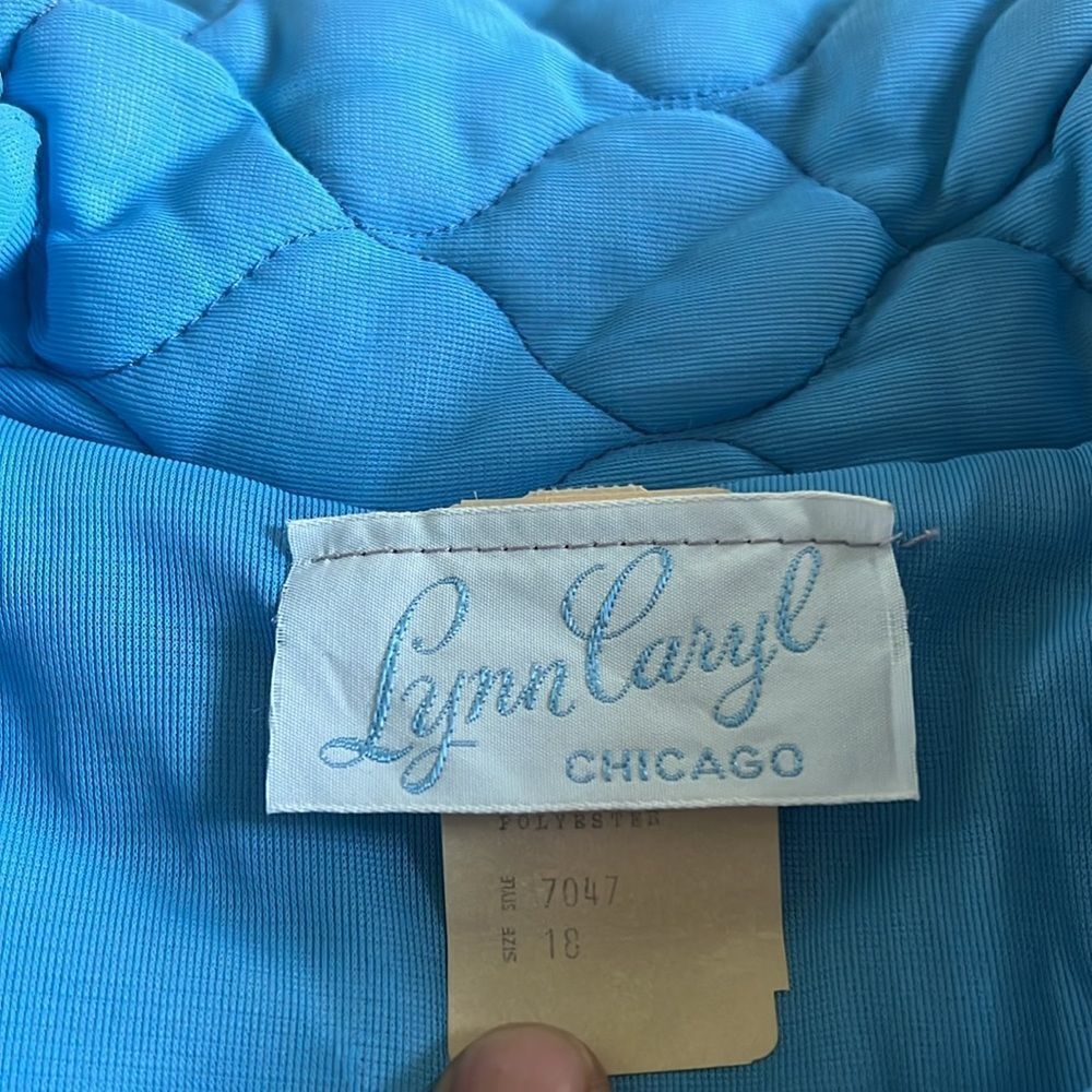 VTG 60s Lynn Caryl Chicago quilted nylon trench jacket light blue size L EUC - Picture 2 of 13